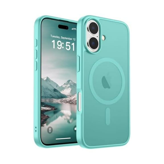 ZHU997 Magnetic for iPhone 17 Case (Compatible with MagSafe)(Military Grade Drop Protection) Translucent Matte Shockproof with Anti-Fingerprint Phone Cover 2025,Blue Green