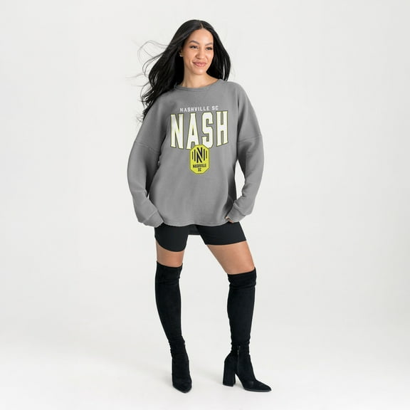 Women's Gameday Couture  Gray Nashville SC Oversized Pure Motion Corded Sweatshirt