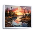 thumbnail image 2 of Designart "Canadian River At Dawn I" Sunrisesunset Floater Framed Wall Art Living Room, 2 of 5