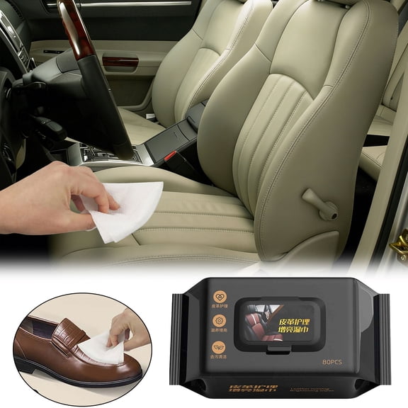 Car Interior Coating Wipes Leather Care Cleaning Pads, Instant Shine Repellent Surface Protection Tissues For Dashboard Seats Door Panels Auto Interior Maintenance Quick Detail Wipe 20ml