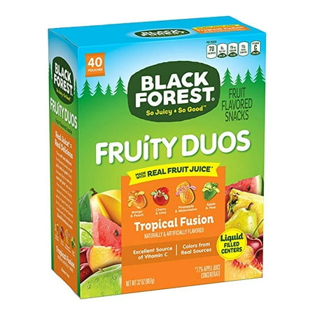 Fruit Snack Plate - Black Forest Fruity Duos Fruit Snacks, 0.8 Ounce Bag, Pack of 40