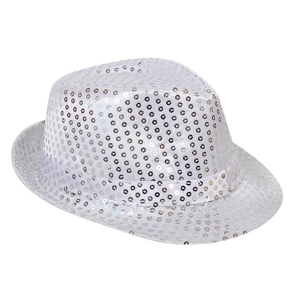 AWZXDE Children Performance Kids Hat Universal Fashion Top Hat Solid Color Sequin Jazz Stage Magic Hat For Parties Silver