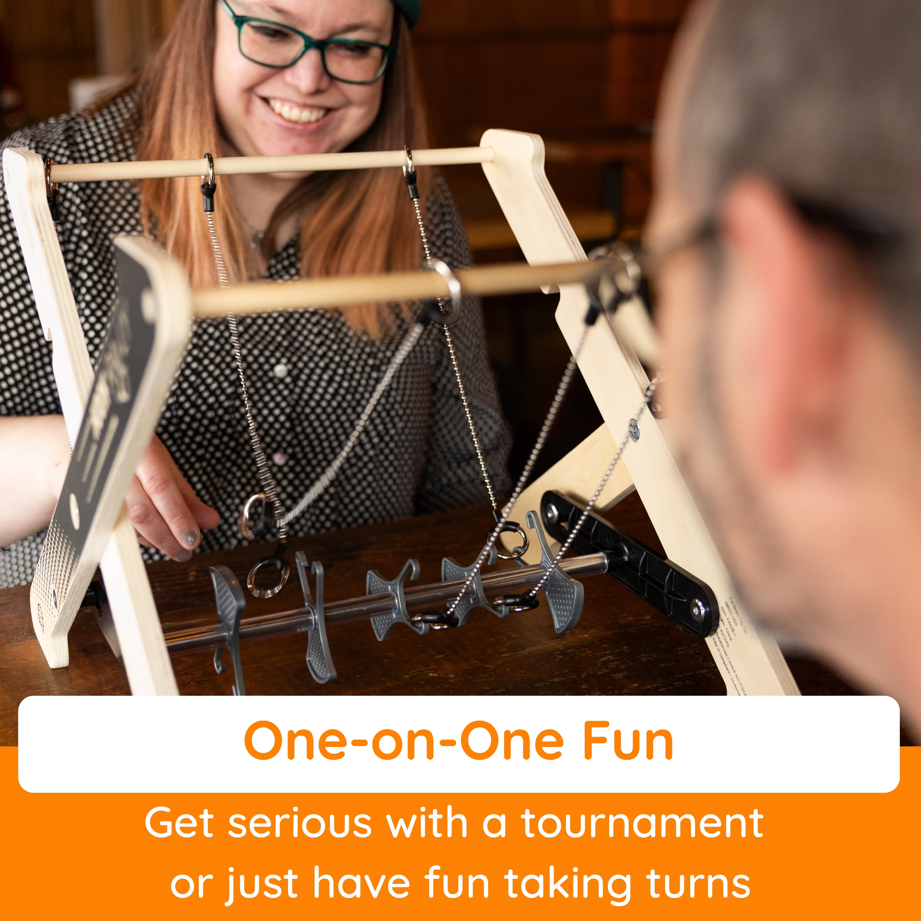 Hook Rally Portable Wooden Tabletop Skill Challenge, Ring Toss Game for Kids and Adults