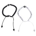 thumbnail image 1 of Accesorio de moda exclusivo de piedra blanca y negra para hombres y mujeres Pulsera ajustable de turquesa esmerilada, 1 of 8