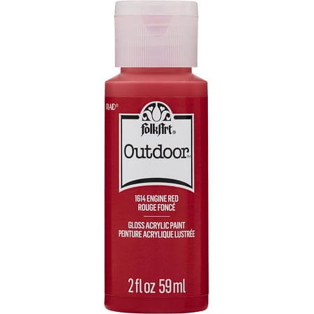 FolkArt Outdoor Acrylic Paint in Assorted Colors (2 Ounce), 1614 Engine Red