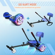 SISIGAD Hoverboard Go Kart with Bluetooth and Lights, 6.5 Hover Board with Seat, 300W Powerful Motor, 6-10mph Max Speed Electric Scooter
