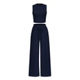 thumbnail image 1 of Conjunto de Ropa Casual PRETTYGARDEN Top Corto Azul Marino Pantalón Palazzo Talle L, 1 of 8