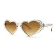 thumbnail image 2 of Full Rhinestone Studded Bubbly Heart Shape Cute Sunglasses Beige Brown, 2 of 4