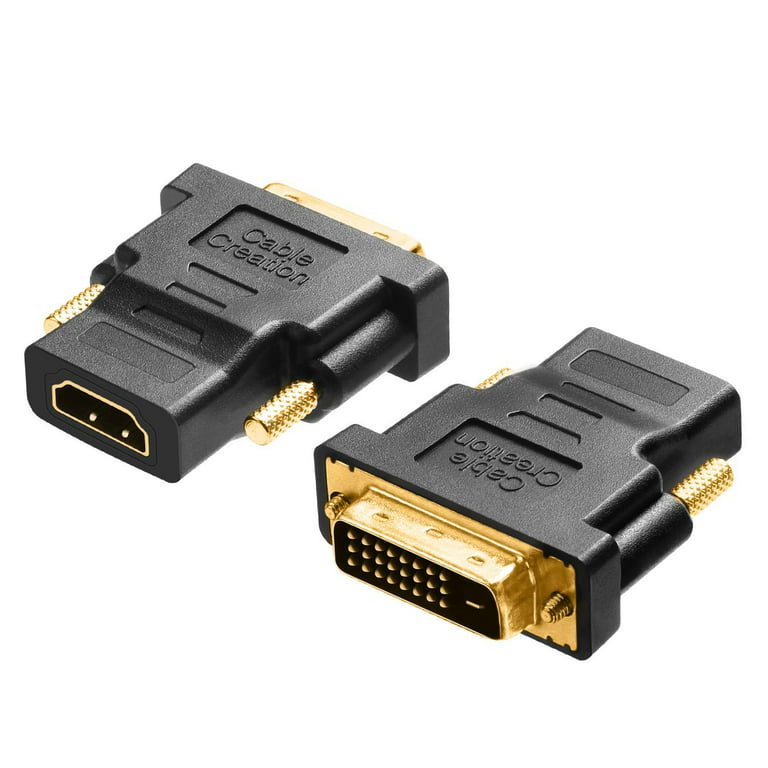 Forbedre Kammer morbiditet CableCreation DVI to HDMI, [2-PACK] Gold-Plated DVI to HDMI Adapter, Male  to Female Converter - Walmart.com