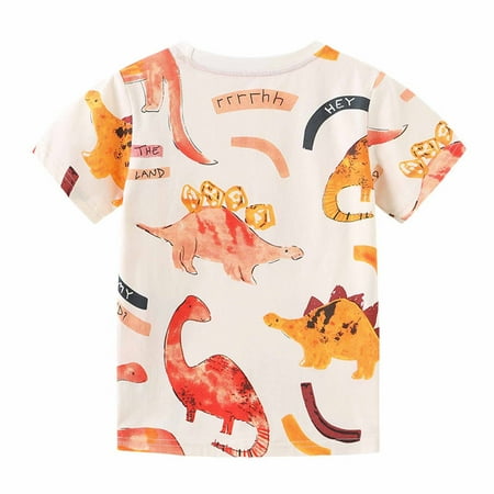 

Baby Boys Pure Cotton T-shirts Round Neck Dinosaur Print Tops Casual Fashion Short Sleeve Blouse