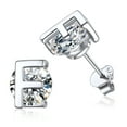 thumbnail image 1 of Pendientes de botón inicial de Plata esterlina PROSTEEL con circonita cúbica letra F para mujer, 1 of 8
