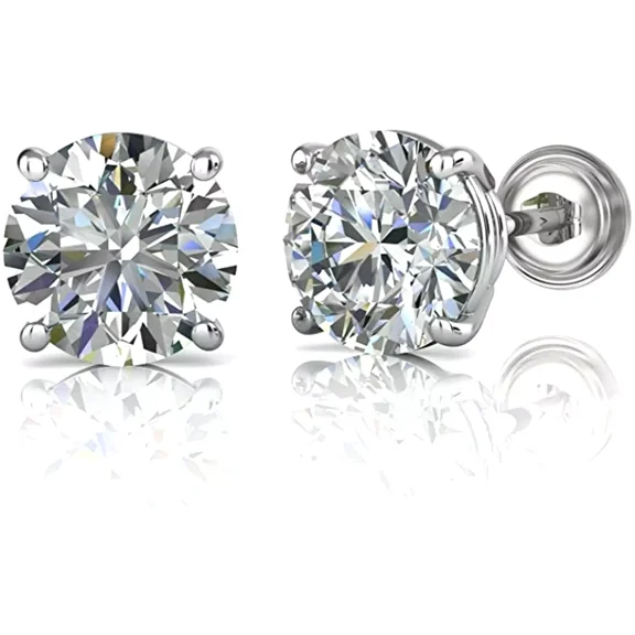 0.25 Ct Simulated Diamond Stud Screw Back Earrings in 14K White Gold Over Sterling Silver - Sparkling Elegance