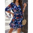 thumbnail image 3 of YNIQUE Women's Fashion Casual Loose V-Neck Half-Sleeved Floral Print Dress, 3 of 7