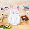 thumbnail image 3 of ZEHJUHAN Baby Sweet Bunny Romper, Adjustable Strap Onesie with Ruffle Trim and Snap Closure For Spring White，0-3M, 3 of 11