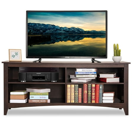 Gymax 58'' TV Stand Entertainment Media Center Console Wood Storage Furniture Espresso