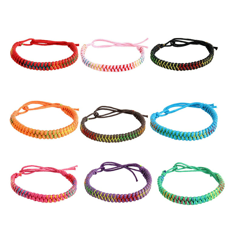 Eease 6pcs Handmade Braided Woven Friendship Bracelets Bulk for Men Women Wrist Ankle Cool Gift (Random Color), Men's, Grey Type
