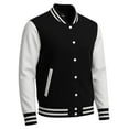 thumbnail image 3 of Men's Solid Plain Varsity Buttoned Original Leathered Thick Jacket, 3 of 6