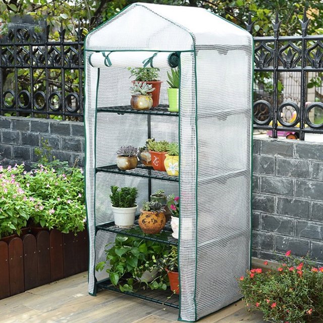 Invernadero de interior, invernadero de flores de 4 niveles para el hogar, cubierta de invernadero de jardín, rendimiento confiable