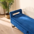 thumbnail image 5 of 67.91" Wide Velvet Storage Bench with Armrests, Multifunctional Soft Seating with Metal Legs for Entryway, Living Room, Bedroom, Apartment, Navy, 5 of 8
