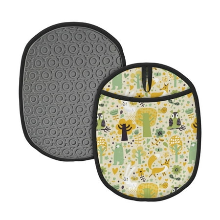 

Lukts Animal Tree Print Silicone Pot Mat Mitten With Hanging Loop Heat Resistant Oven Mitts Non-Slip Bbq Baking Smoking Potholders