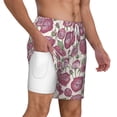 thumbnail image 3 of Picia Rose Flowers pattern Mens Swim Trunks with Compression Liner Stretch Beach Shorts Quick Dry with Zipper Pockets No-Chafing Board Shorts-Large, 3 of 9