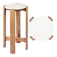 thumbnail image 3 of JONATHAN Y Elena 24" Minimalist Structured Wood Drink Table and Decorative End Table with White Marble Round Top, Natural, END3003A, 3 of 5