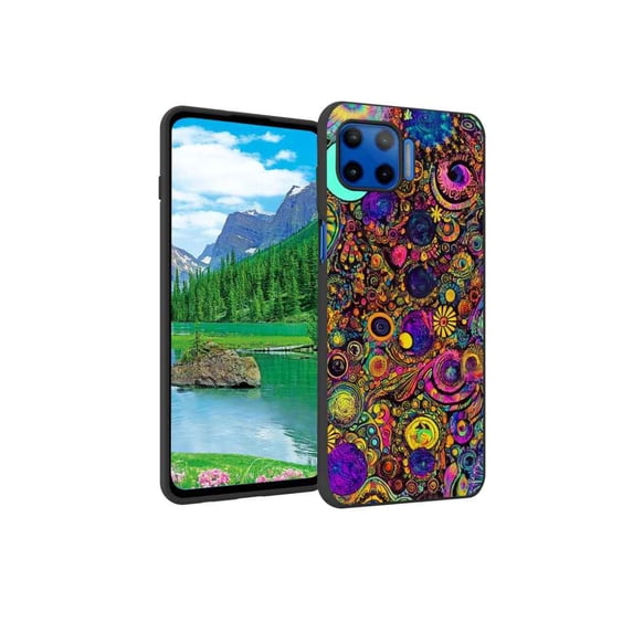 Compatible with Moto One 5G Phone Case, Abstract-Psychedelia-Hippie-37 Case Silicone Protective for Teen Girl Boy Case for Moto One 5G