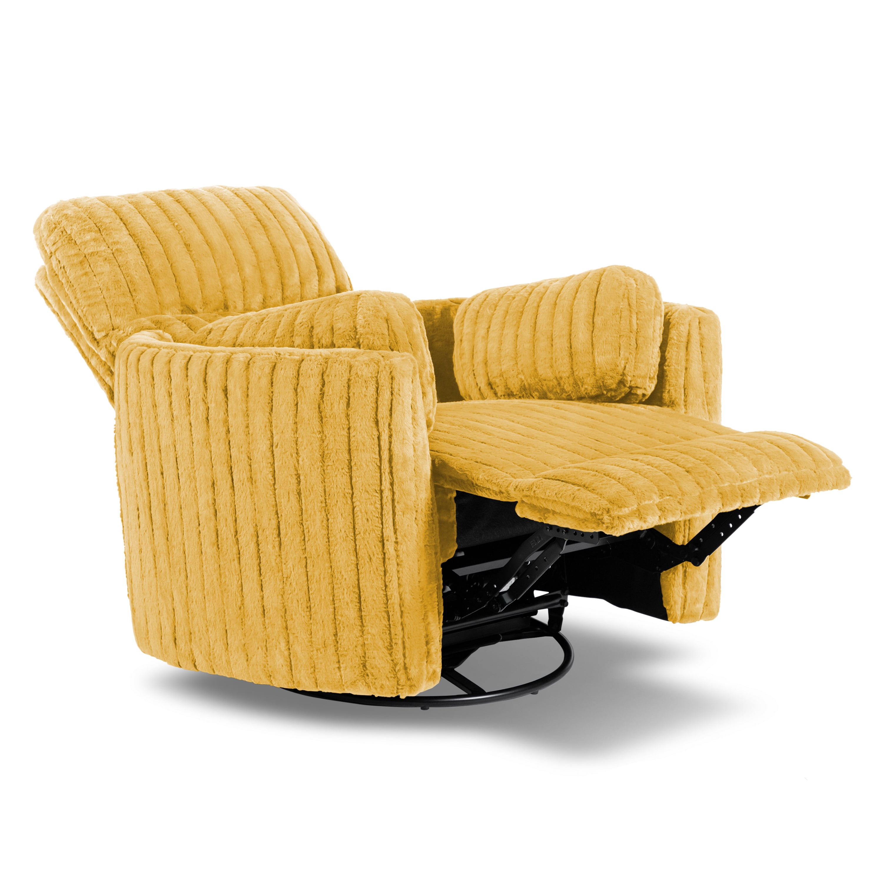 Furniture of America Nyra Chenille Power Swivel Glider Recliner with 2 Pillows for Living Room and Bedroom, Yellow