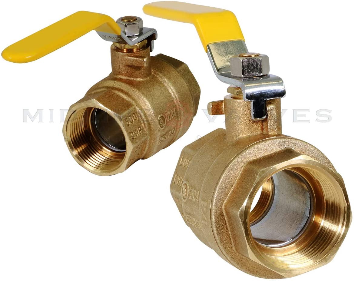 Midline Valve FxFLH22GAS-5 Premium Brass Gas Ball Valve, with 2 in. FIP Connections (Pack of 5)