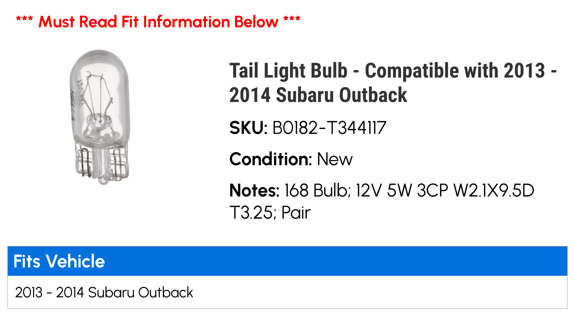 Subaru outback tail light bulb discount