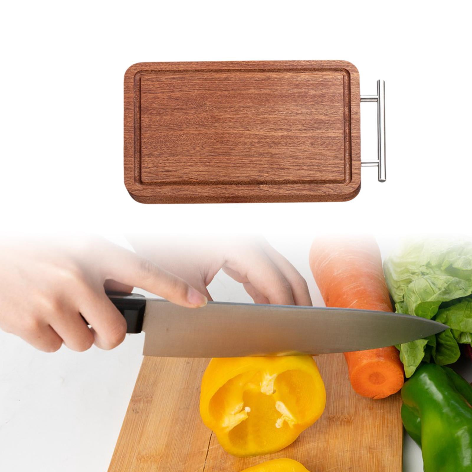 TISHITA Chopping Board Wooden Cutting Board Multifunctional Reversible with Handle Thick for Kitchen for Cheese Steak Meat Vegetables S