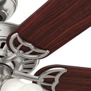 Hunter 52 inch Indoor Ceiling Fan with LED Lights and Pull Chain - Standard Mount Ceiling Fan, 5 Blades, For Bedroom, Living Room, or Kitchen, Quiet - Studio Series 53064, Brushed Nickel