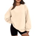 thumbnail image 1 of Chandails en Molleton Oversize pour Femmes Chandail à Capuchon en Polaire Col Rond Manches Longues Pulls Confortables Tenues de Mode Automne Kaki TTTG, 1 of 9