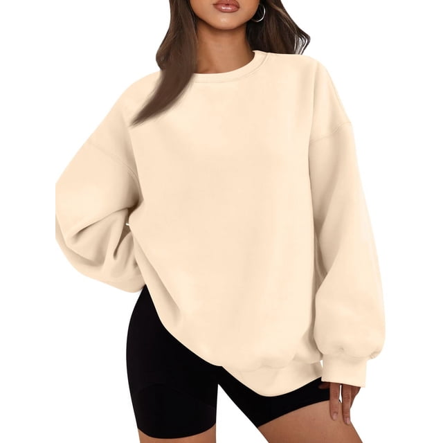 Chandails en Molleton Oversize pour Femmes Chandail à Capuchon en Polaire Col Rond Manches Longues Pulls Confortables Tenues de Mode Automne Kaki TTTG
