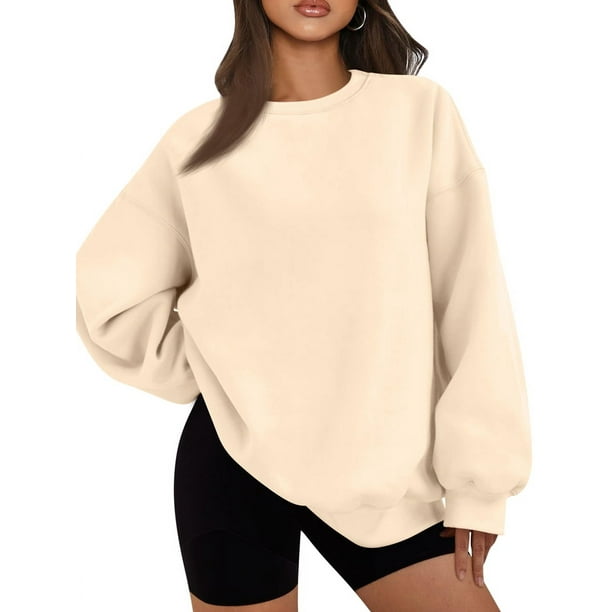 Sudadera con Capucha de Gran Tamaño para Mujer, Suéteres de Larga con Cuello Redondo de , Conjuntos Cómodos de Moda de Otoño. Caqui XL