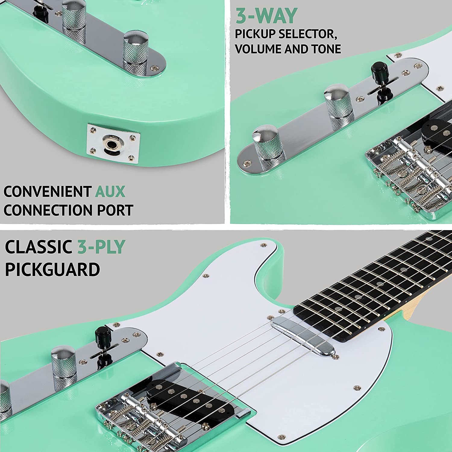LyxPro 39" Left Hand Telecaster Electric Guitar
