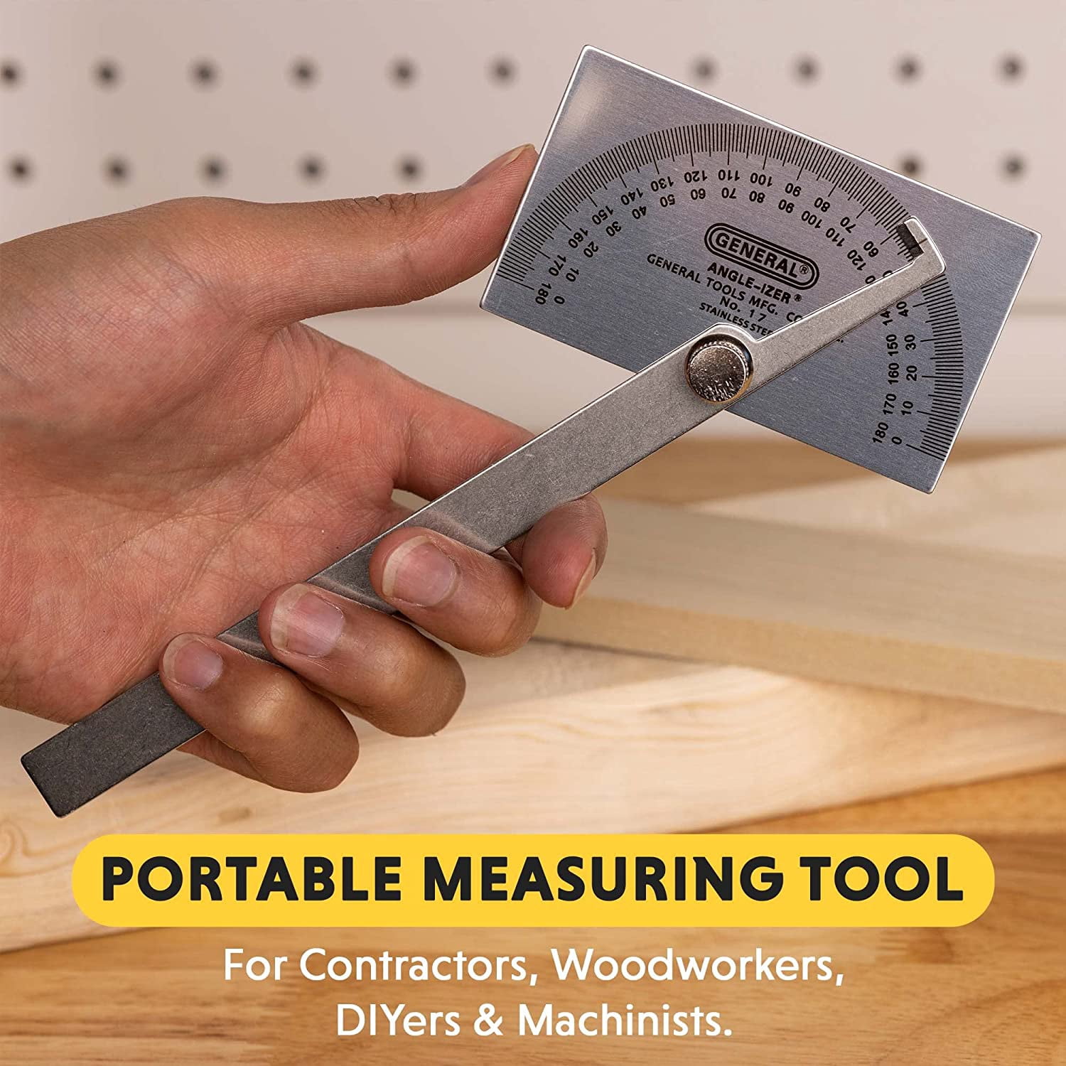 Angle Protractor #17 Stainless Steel Square Head - Measuring Tool for Carpenters & Woodworking Hobbyists