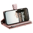 thumbnail image 3 of SaniMore for iPhone 14 Plus PU Leather Case, 3D Lattice Pattern for Girls Card Slots Zipper Purse Glitter Magnetic Clasp Flip Kicstand [Hand Rope] Full Protection Shockproof, Rosegold, 3 of 16