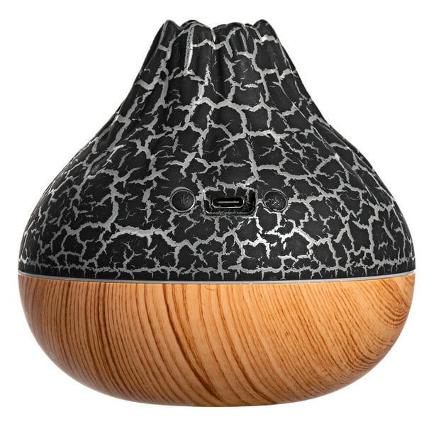 Luz de color volcán, humidificador silencioso USB, luz ambiental, madera, 2 niveles, simulación de fuego, para dormitorio, humidificador de madera, luz de color, luz ambiente, para oficina