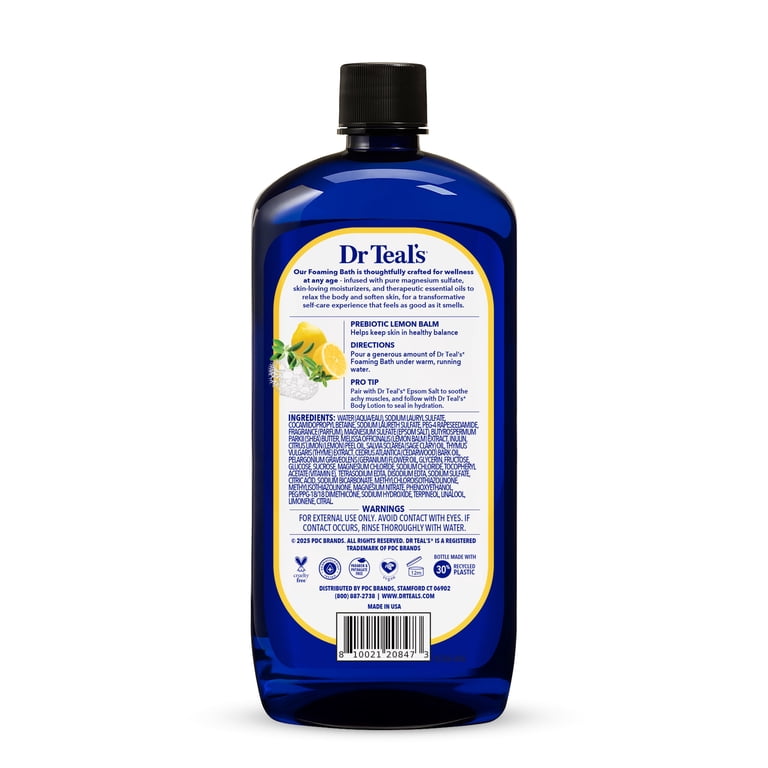 Dr Teal's Prebiotic Lemon Balm Foaming Bath with Pure Epsom Salt