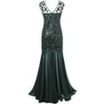 thumbnail image 6 of PrettyGuide Women's 1920s Vintage Sequin Dress Gatsby Flapper Formal Summer O Neck Glitter Long Mesh Evening Prom Dress, 6 of 7
