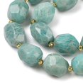 thumbnail image 3 of Natural Amazonite Beads Strands Faceted Oval with Seed Beads 12~16x10~14mm Hole: 1mm 22~25pcs/strand 15.16''~15.63''(38.5~39.7cm), 3 of 4