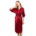 thumbnail image 3 of Peignoir de Lingerie pour Femmes en Satin avec Garniture en Dentelle, Kimono Aguichant de Nuit avec Liens à l'Intérieur, 3 of 3