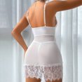 thumbnail image 6 of Somuwie Women's Large Size V-Neck Solid Color Lace See-Through Back Nightdress, 6 of 6