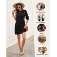 thumbnail image 4 of Vestido tipo camiseta LUYAA de manga larga con cuello redondo negro para mujer, 4 of 6