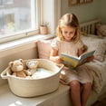 thumbnail image 6 of 1-4PC Small Beige Basket with Handles Woven Rope Storage Basket for Gifts Empty Decorative Toy Basket Bin for Bathroom Closet Shelf Organizer 12x8x5 Inch, 6 of 7