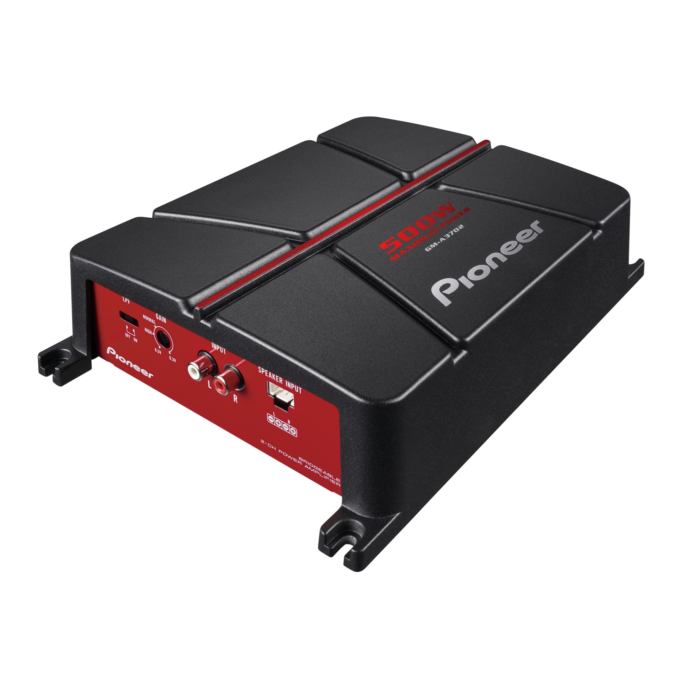 Pioneer GM-A3702 2-Channel Car Amplifier – 500W Max, Class AB, Bridgeable Design, Automatic Signal Sensing and Turn-on, Built-in high-/Low-Pass Filter