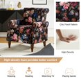 thumbnail image 4 of Hulala Home Traditional Polyester Rubberwood Floral Nailhead Trim Armchair, Black, 4 of 5