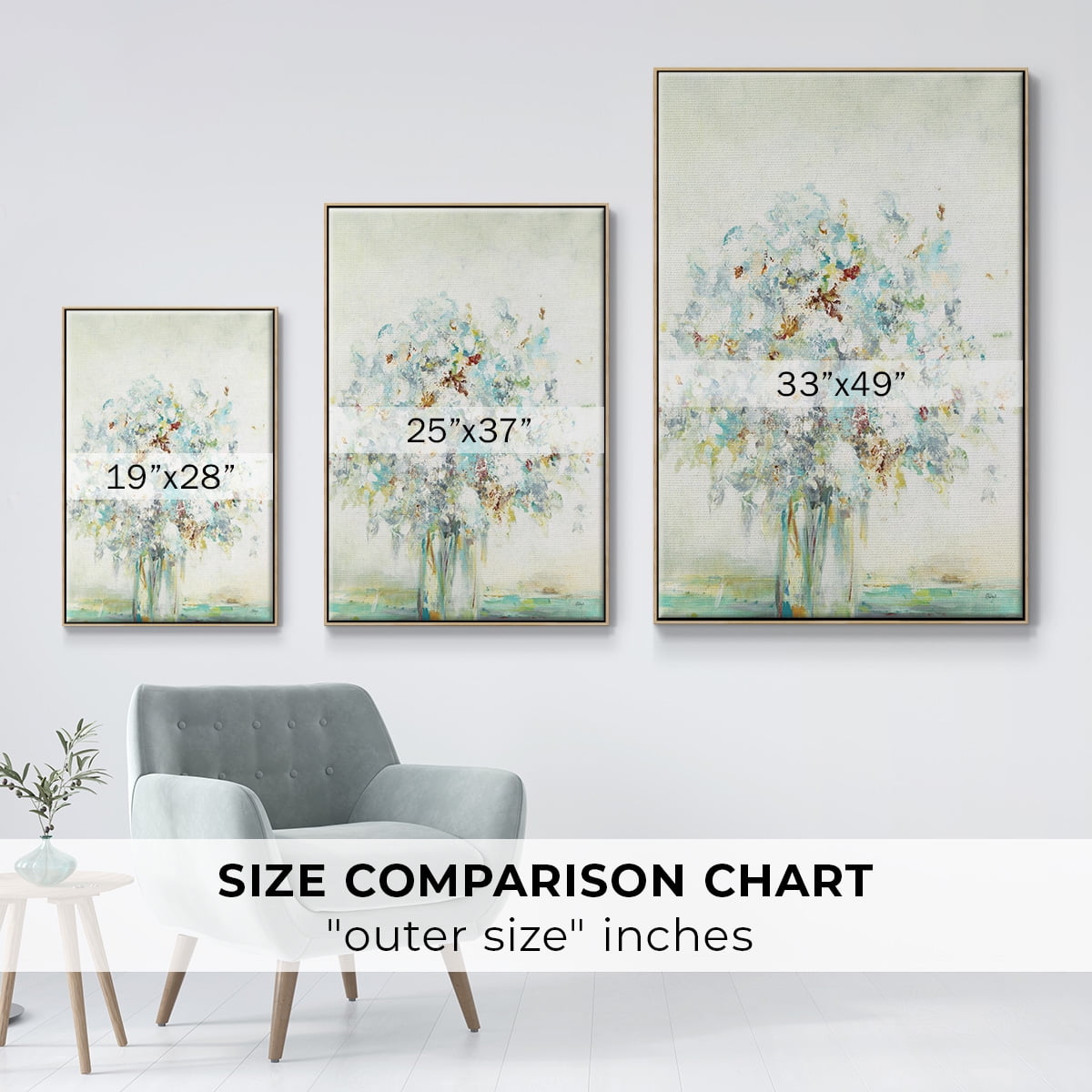 Te x tured Bouquet Framed Premium Gallery Wrapped Canvas - Ready to Hang - 25 x 37 - Natural Wood Floating Frame