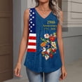 thumbnail image 7 of 250th Anniversary Tank Top for Women - Patriotic V-Neck Sleeveless Top with Flag Print - 1776-2026 America Graphic Pleated Tank - Summer Casual Loose Fit Tunic Dark Blue L, 7 of 7